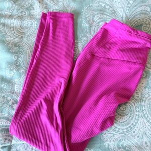 SPYDER WOMEN'S RIBBED HOT PINK LEGGINGS, SIZE SMALL NEW - Athletic Pilates Yoga